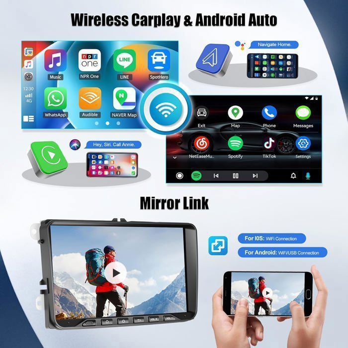 Autoradio Android 9" Pour Skoda Fabia 3 (2015-2019) – CarPlay Sans Fil, GPS, Caméra De Recul