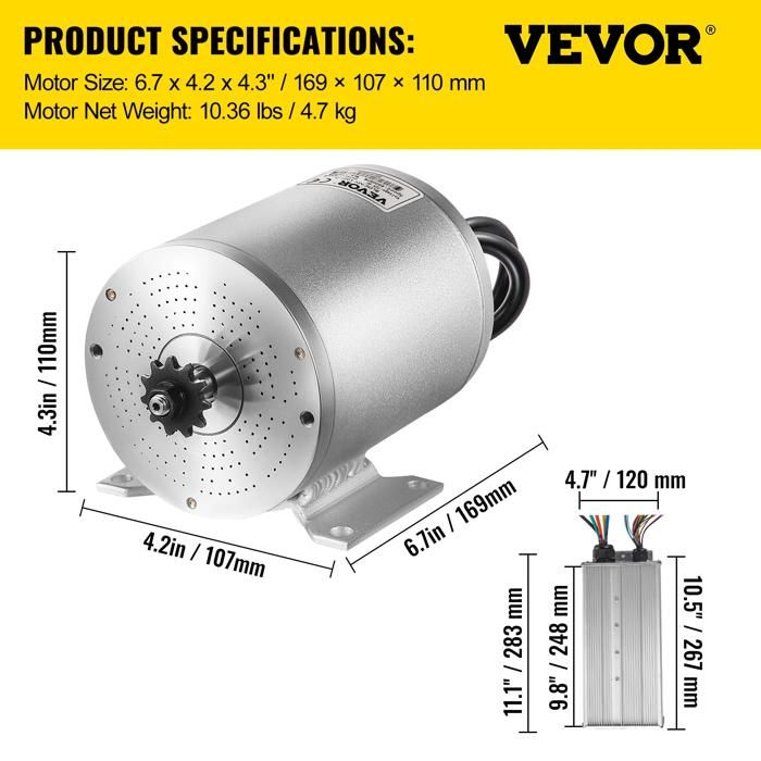 Kit de moteur sans balais 72V 3000W avec contrôleur 3