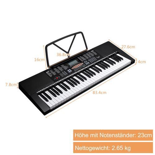 Piano Électrique 61 Touches avec Microphone Support Tabouret et
