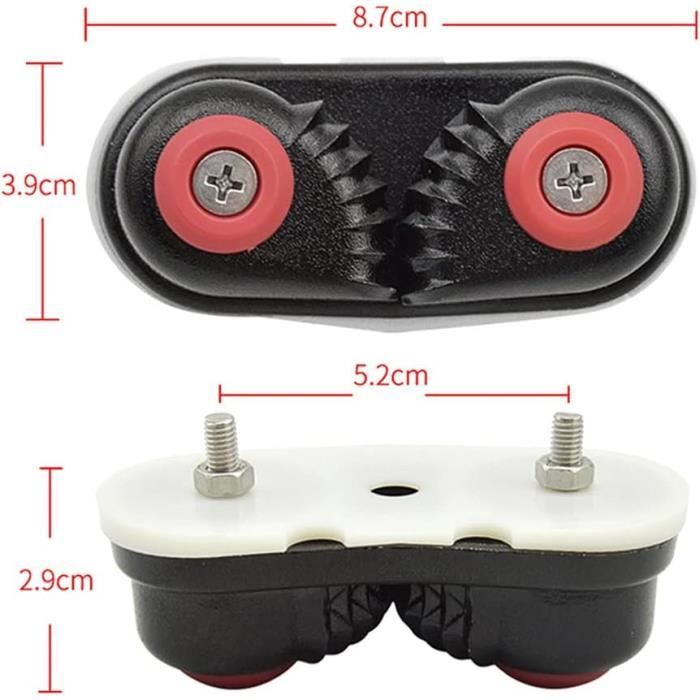 Niciksty Taquet à Came En Aluminium Anodisé – 2 Pièces Avec Base Plastique, Pour Corde Jusqu'à 15 Mm – Accastillage Yacht Bateau