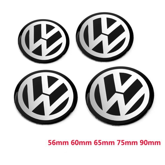 4 pièces autocollant VW 90mm autocollants de cache moyeu de jante en  aluminium sticker logo emblème Volkswagen