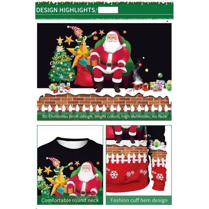 Pull De Noel Homme Pulls Molletonnés 3D Digital Print