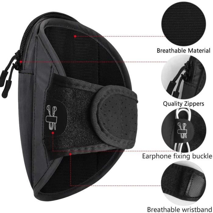 Brassard Sport Étanche Réglable - Pour Téléphone, Clés, Cartes - Course, Vélo, Gym