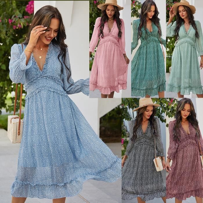Robe D'été Femme Sans Manches Col V - Coupe Ample Avec Fente Et Poches, Parfaite Pour La Plage Et Les Vacances