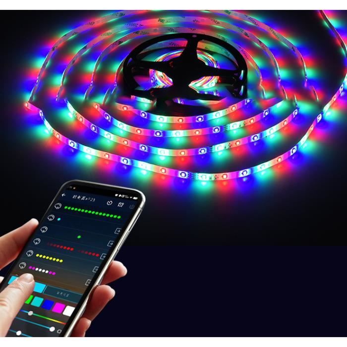 Ruban LED Bluetooth Bande LED 5M 5050 RGB 150 LEDs Contrôle de la Barre  Lumineuse via APP Synchroniser avec le Rythme de la Musique - Cdiscount  Maison