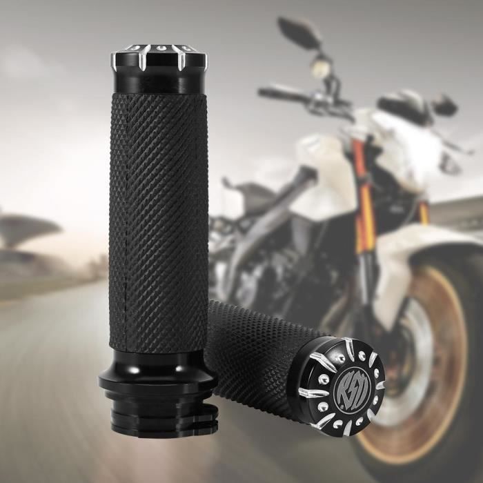 Poignées De Guidon Moto Caoutchouc Noir - Pour Diamètre 22mm, Longueur 110mm, Antidérapantes, Remplacement Facile (paire Gauche/droite)