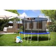 Trampoline de jardin rond HS Hop-Sport 366 cm avec filet intérieur, échelle et bâche de protection - Bleu-2