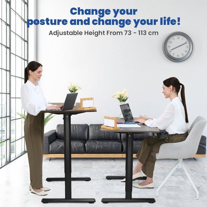 Agilestic Bureau Assis Debout Électrique avec 2 tiroirs, 120 x 60 cm Bureau Table Debout Réglable en Hauteur, Panneau Contrôle à Fonctions Mémoires et Système Anti-Collision, Blanc
