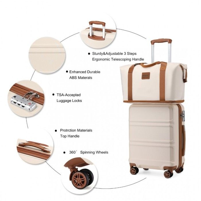 Valise Cabine 20 Pouces Kono - Extensible - Coque Rigide PP - 4 Roues Pivotantes - Serrure TSA
