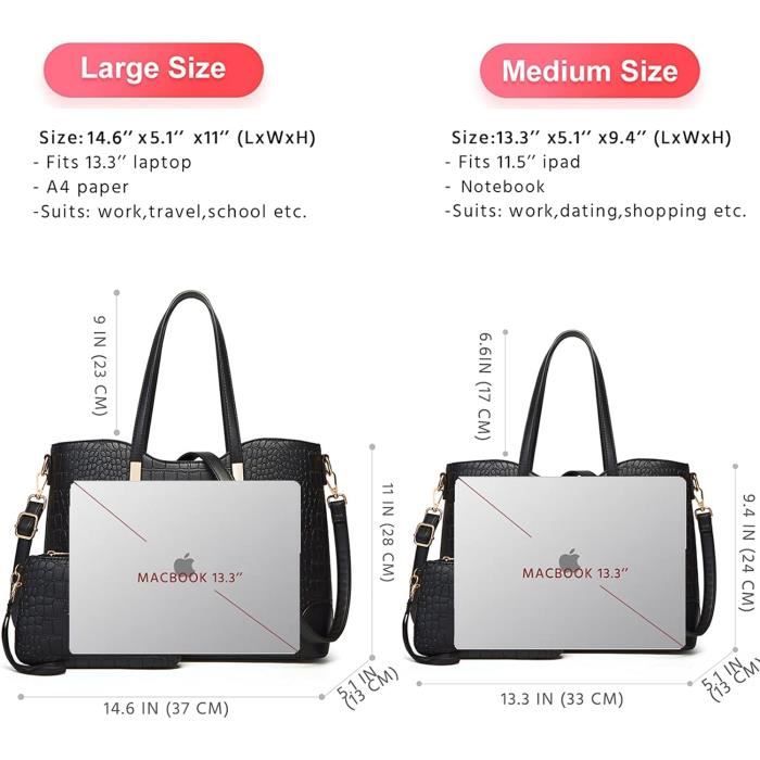 Sac Fourre-tout Femme Noir - Cabas Bandoulière - Idéal Travail & Bureau - Neuf Sans étiquette