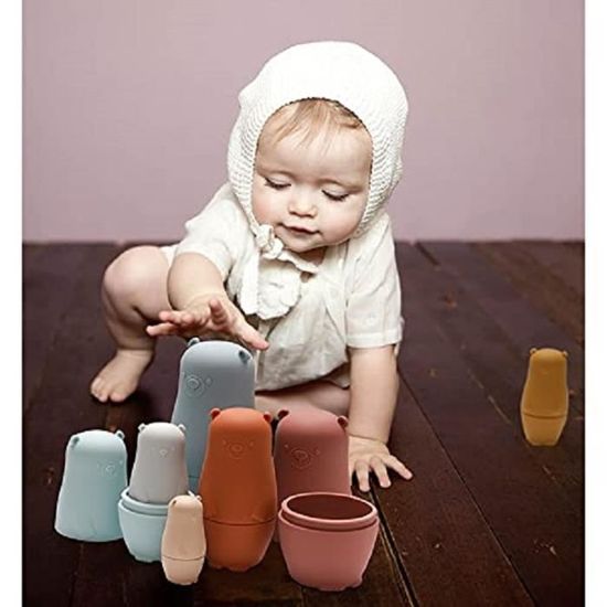 Poupées Gigognes En Silicone - Lot De 4 Matriochka Empilables - Jouet éducatif Pour Enfants, Coordination Et Pensée Spatiale