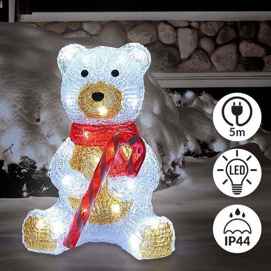 Décoration de Père Noël debout en peluche - Figurine de Père Noël debout en fausse fourrure