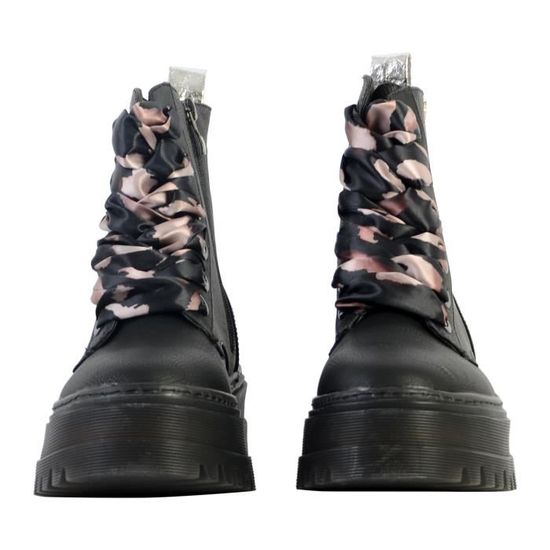 Bottines Femme Kaporal Rabella Noir Cuir Lacets Zip Confort Exceptionnel Noir Cdiscount Chaussures