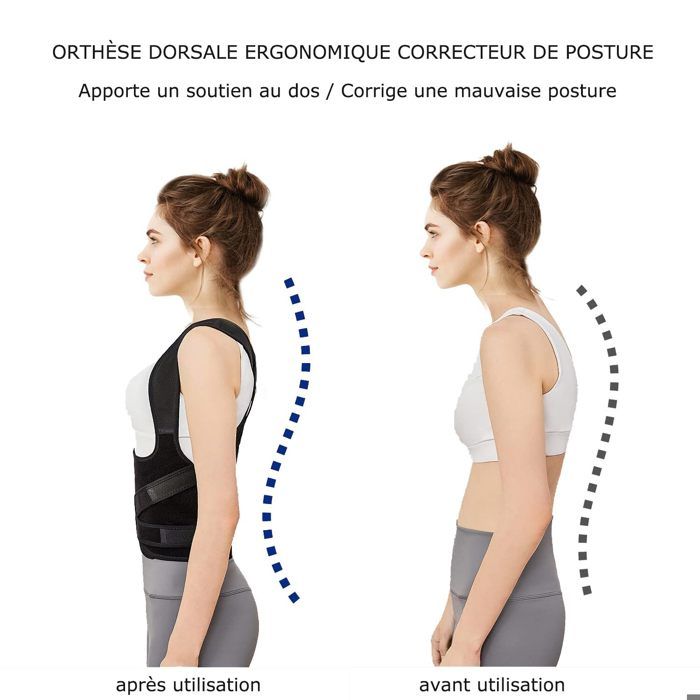 Posture Correcteur Dos Femme Homme,Redresseur De Dos,Ceinture Redresse Dos  Droit,Confortable Respirant et Réglable M