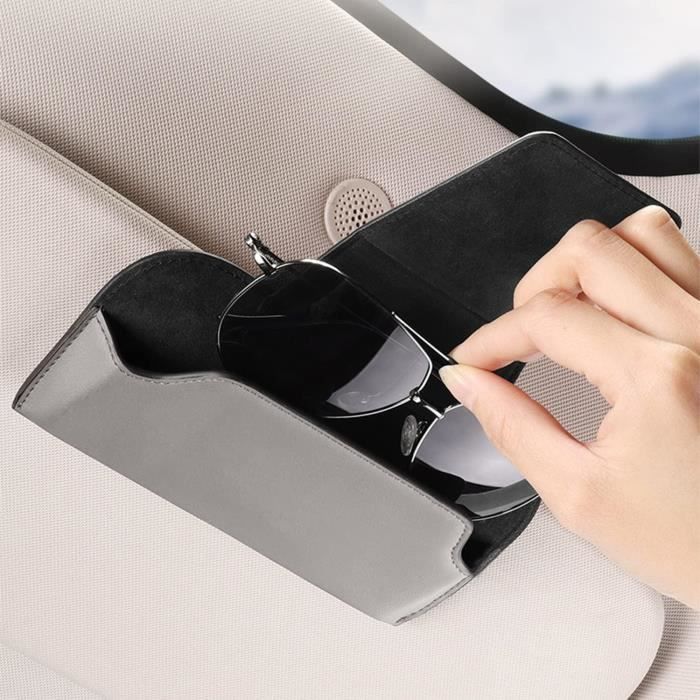 Haozong 2 Pièces Porte-Lunettes De Voiture Pour Peugeot 508 SW GT 2018-2024, Support Lunette Voiture Cuir Magnétique Clip De Support De Lunettes De Soleil,Black