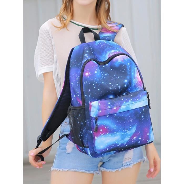 Bleu Galaxy Backpack School College Laptop USB Charging Port