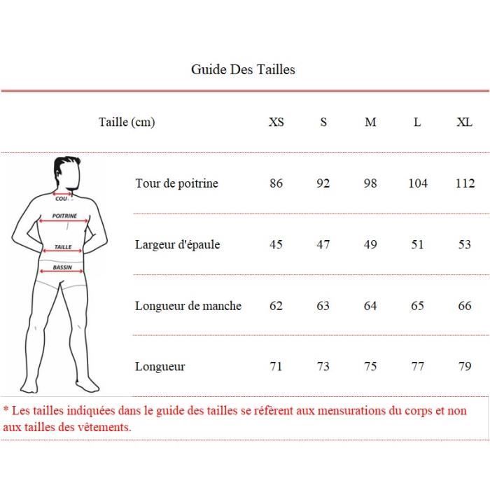 Tableau Taille De Veste De Costume Veste De Costume Homme Mi