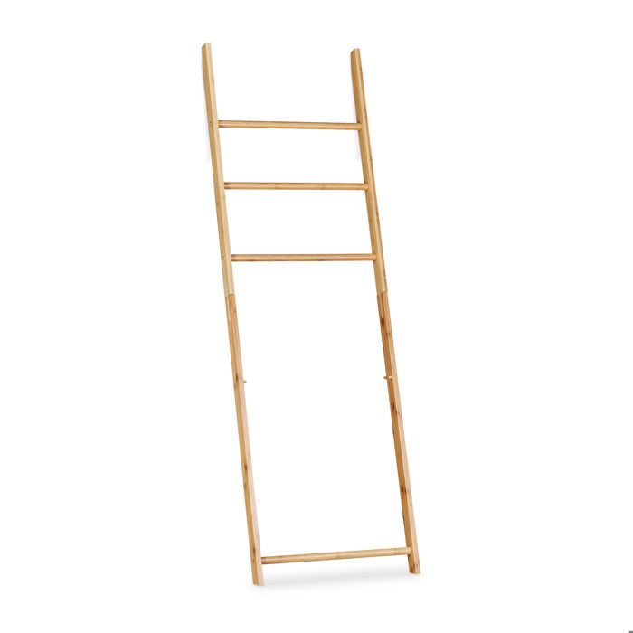 Porte-serviettes Bambou Avec Panier à Linge - 3 Barres + Panier 48L - Dimensions 43x35x133 Cm, Gris