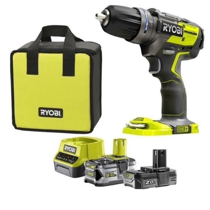 Ryobi - Pack brushless perceuse-visseuse à percussion 18v oneplus r18pdbl -  meuleuse d'angle 125 mm 18v oneplus r18ag7-0 - 2 batteries - chargeur  rapide r18ck2bl-252s - Distriartisan