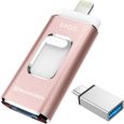 Clé USB 3.0 64 Go Compatible pour iPhone - PHICOOL - Extension de Stockage Mémoire Stick - Rose-0