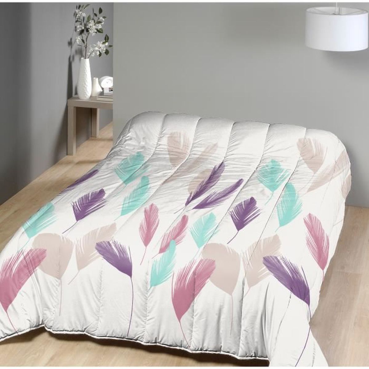 Hiseng Fleurs Couette Sans Housse, Série Solide Léger Reversible Été Douce Microfibre Moderne 1/2 Personne Couette Pour 4 Saisons (Rose,150 Cm X 200 Cm
