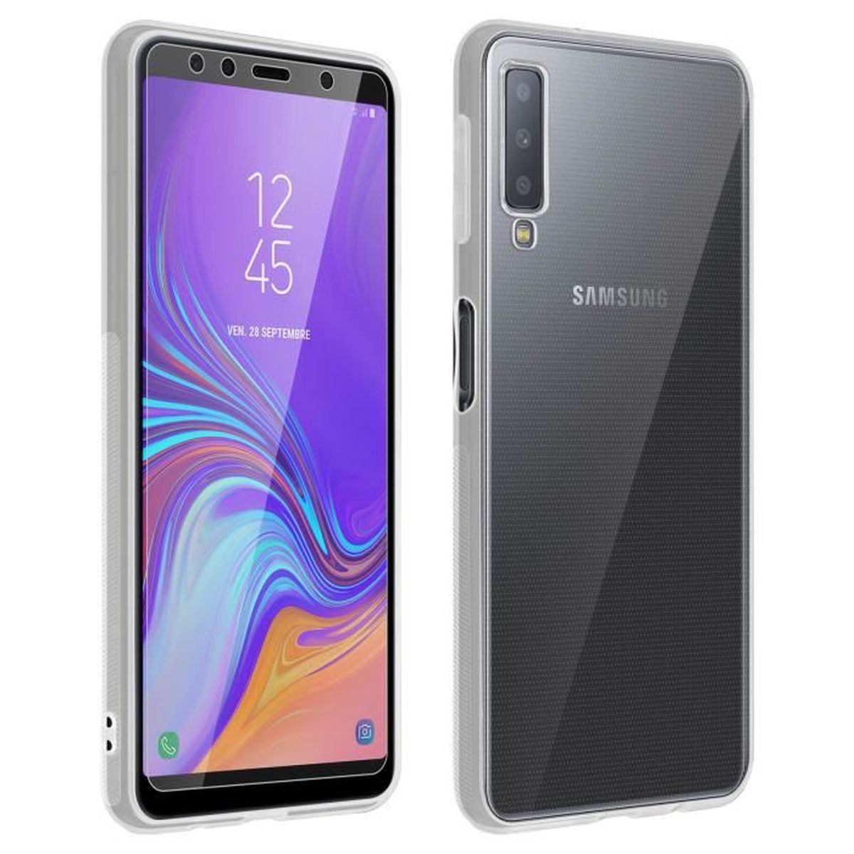 cuzz Coque Samsung Galaxy A7 2018+{1 Pièces Protège Écran en Verre Trempé}Couleur Unie Premium Flexible Souple Silicone TPU Etui Mince Ultra-Lumière Anti-dérapante {Blanc} cuzz Coque Samsung Galaxy A7 2018+{1 Pièces Protège Écran en Verre Trempé}Couleur Unie Premium Flexible Souple Silicone TPU Etui Mince Ultra-Lumière Anti-dérapante {Blanc}