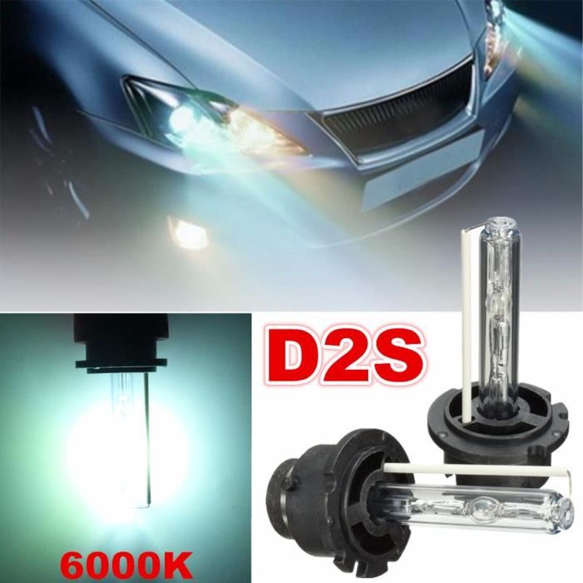 2Pcs 12V 35W D2S Xénon HID Phare Lampe Ampoule Headlight 6000K