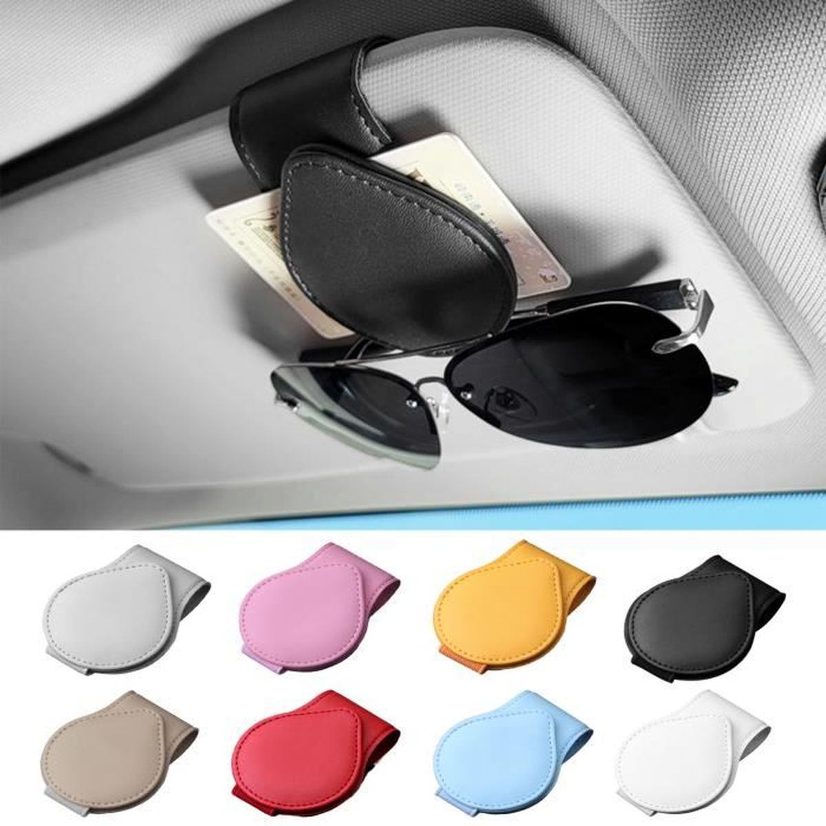 Support Lunettes De Soleil Voiture Pare-Soleil - Boîte Protection Rangement Noir