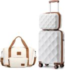 BRITISH TRAVELLER Set de 4 Valise Cabine 53x35x21cm + Vanity Case + Pliable Sac de Voyage Trousse de Maquillage, Valise de Voyage et Serrure