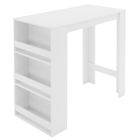 ML-Design Table de Bar avec Étagère à 3 Niveaux, Blanc, 117x106x57 cm, Beaucoup d'Espace de Rangement, Table Haute Moderne