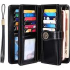 Portefeuille Femme Cuir DARMOWADE - Grande Capacité 24 Cartes - Blocage RFID - Fermeture Éclair - Noir