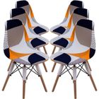 DRMKER Lot de 6 Housses de Chaise Salle à Manger Scandinave Extensible Universelle Lavable Amovible Imprimé Geometrique Cuisine Décor