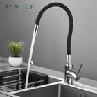 Robinet Cuisine en Silicone Noir FORIOUS - Mitigeur Rotatif 360° - Evier Simple/Double en Laiton Chromé