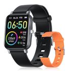 OUTAD Montre Connectée Homme Femmes, 1,69'' Montre Intelligente Moniteur Sommeil/Fréquence Cardiaque, Etanche IP68 Smartwatch Noir/Orange