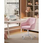 SONGMICS Chaise de Bureau, Siège Pivotant, Réglable en Hauteur, Capacité 110 kg, Cadre en Acier, Tissu Velours Respirant, Rose Bonbon