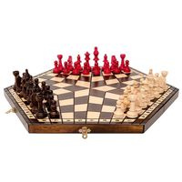 3 JOUEURS CHESS 35cm - 14po Jeu d'échecs en bois, Handcrafted Uniqe Jeu:  Jeux et Jouets