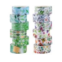 Washi Tape,Lot de 12 rouleaux de ruban adhésif décoratif Washi - Motifs assortis - Pour bricolage,emballage cadeau,(3 m de longueur)