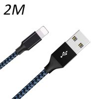 Cable Nylon bleu USB 2M pour iPad mini 1 - 2 - 3 - 4 - 5 [Toproduits®]