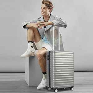 VALISE - BAGAGE Haute qualité ABS bagages TSA serrure 4 roues cabine valise Spinner roues conception étanche ,gris