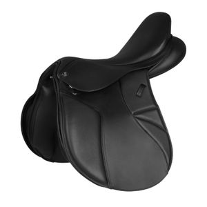 16, Noir: Selle western modèle Prime en cuir graissé avec sangle