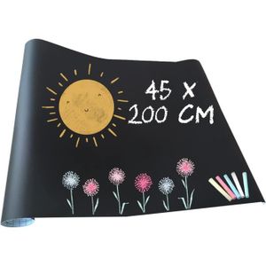 ARDOISE - CRAIE Papier Adhésif Ardoise différentes tailles | Tableau ardoise | 5 Craies de couleur gratuites ( 45cm x 200cm) D