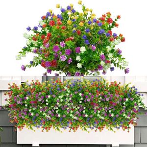 FLEUR ARTIFICIELLE Paquet de 6 fleurs d'eucalyptus artificielles multicolores jardin salon arbustes en plastique décoratifs fausses fleurs