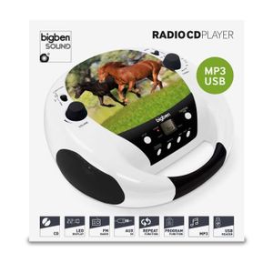 RADIO CD CASSETTE Lecteur Radio CD Portable MP3 USB  blanc, motif ch