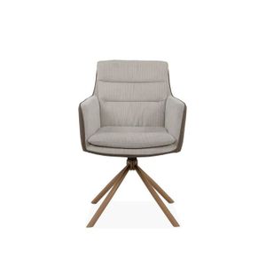CHAISE Lot de 2 chaises beige et décor bois - L63 cm - 63 cm X 58,5 cm X 88 cm - LOGAN