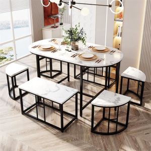 TABLE À MANGER COMPLÈTE Ensemble Table de salle à manger(140x70cm) et 6 Ch