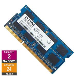 MÉMOIRE RAM Barrette Mémoire 2Go RAM DDR3 Elpida EBJ21UE8BFU0-