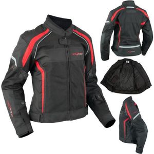 BLOUSON - VESTE Textile Moto Blouson Femme Protections CE Respirant été Rouge 2X