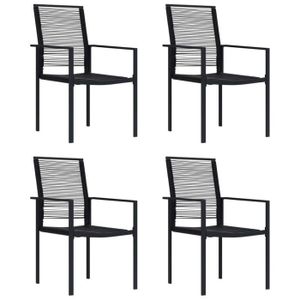 Ensemble table et chaise de jardin Pwshymi-Chaises de jardin 4 pcs Rotin PVC Noir