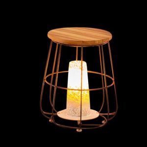 LAMPE DE JARDIN  lampadaire de jardin Lampe de table Bois-Acier N°2 - MALAMUTE - L 36.5 x l 36.5 x H 44.5