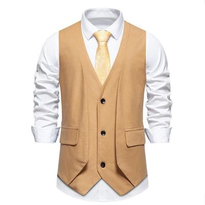 RUMAOZIA Gilet de costume pour homme - Noir - Coupe droite - Gilet de mariage - Couleur unie - Gilet d'affaires décontracté classique - Coupe ajustée - Col en V - Sans manches - Avec boutons - Gilet